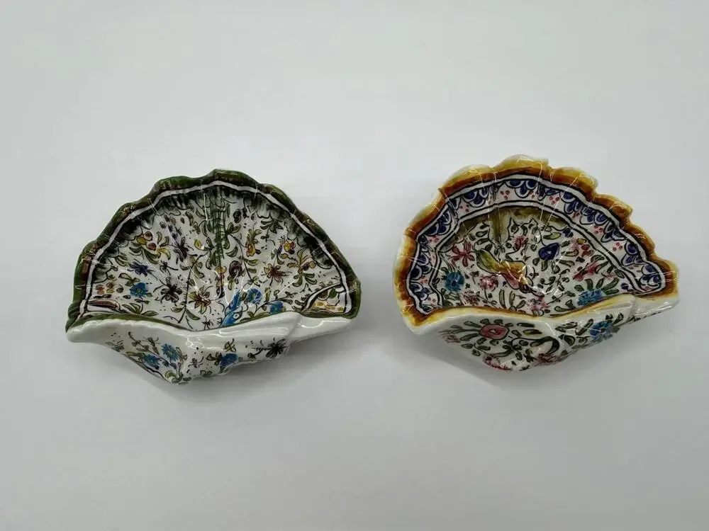 Ceramicas Coimbra Portugal Shell Bowls Set Hand Painted Marta Sec XVIII 1.14lb